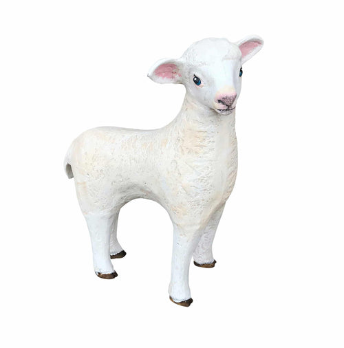 White Small Sheep Head Turned Right Aluminum Garden Decor