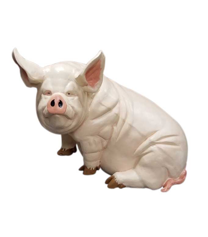 Sitting Mama Bellied Pig (Custom Painted) Aluminum Garden Statues