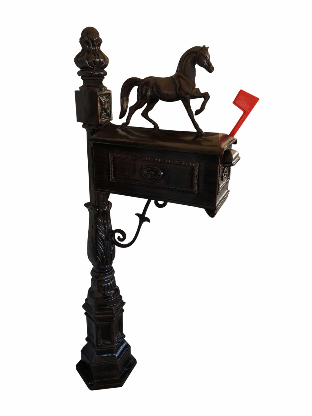Prancing Horse Above Mailbox Aluminum Outdoor Statues