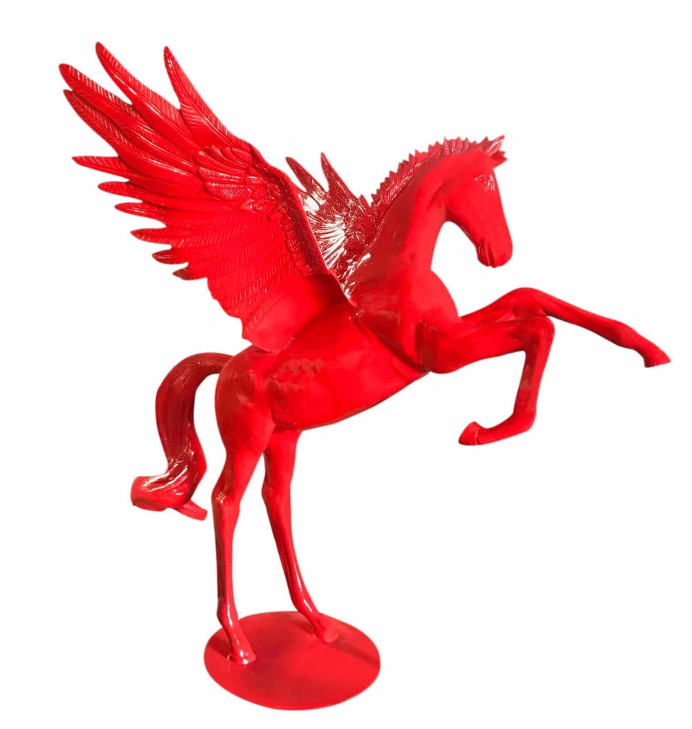 Rearing Colt Pegasus Painted Red Aluminum Outdoor Statues