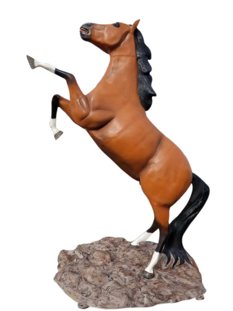 Rearing Mustang 9 Ft in Natural Color Aluminum Outdoor Statues