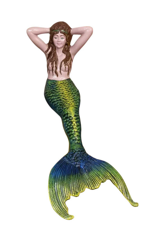 Custom Painted Mermaid Reclining Aluminum Garden Statues