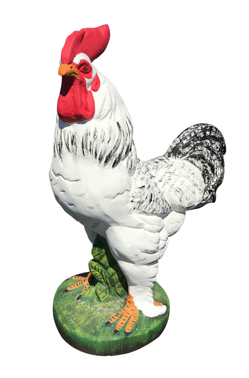 2 Ft Rooster in White Color Aluminum Garden Decor