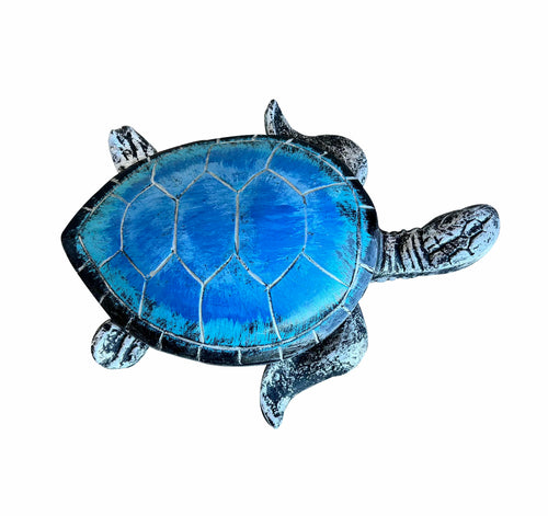 15″ Turquoise Sea Turtle in Aluminum Garden Statues
