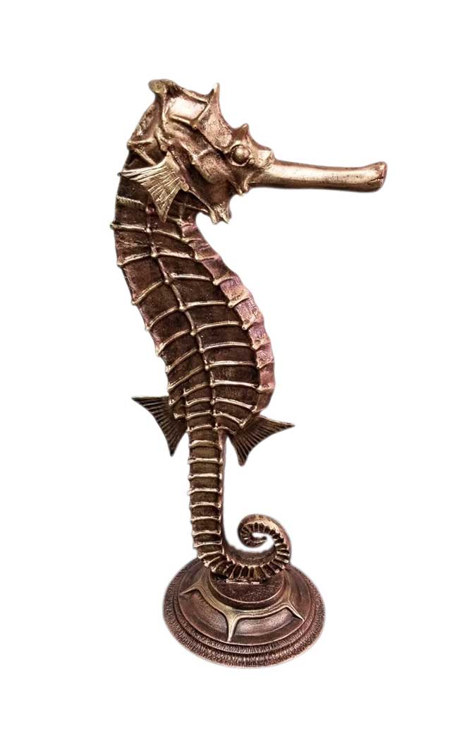 Seahorse on Round Base Aluminum Outdoor Statues