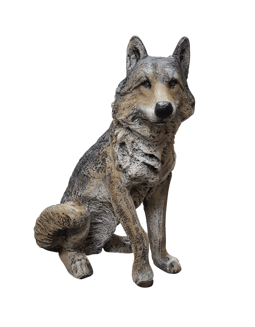 Life-like Looking Small Sitting Coyote (Gray) Aluminum Garden Statue