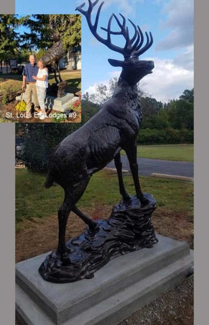 Elk on the Rock Head Turning Right Aluminum Outdoor Decor