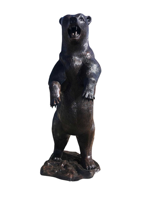 Standing 8 ft Bear Aluminum Garden Statue in Bronze Finished Paint