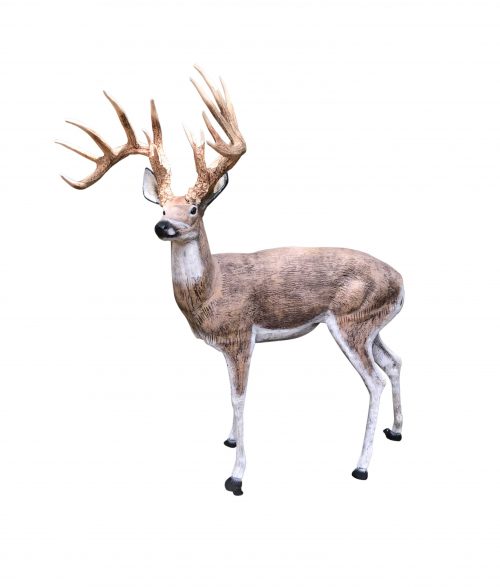 Family of Deer in Natural Color (Set I-Whitetail Buck) Aluminum Garden Statues