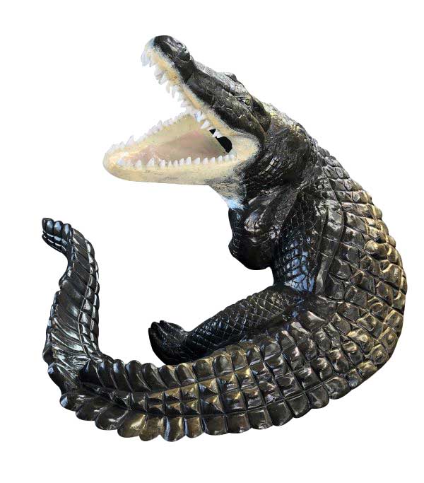 41" Extra Large Crocodile in Natural Color Aluminum Garden Statues