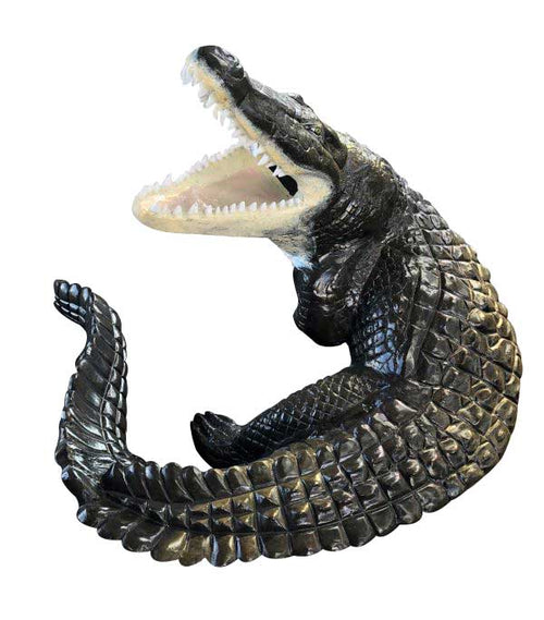 41" Extra Large Crocodile in Natural Color Aluminum Garden Statues